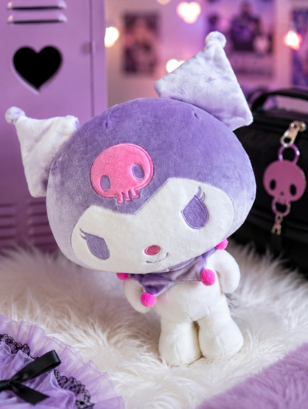 Sanrio Kuromi Plush 9.5" Purple Pink Kawaii Character Stuffed Toy